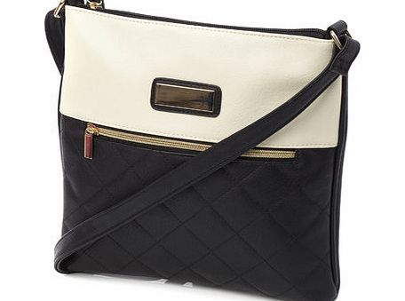 Bhs Black/White Quilted Plate Cross Body Bag,