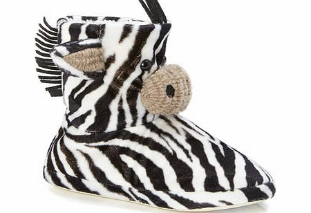 Bhs Black/white Zebra Design Bootie Slipper,