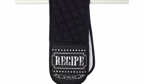 Blackboard text double oven glove, black/white