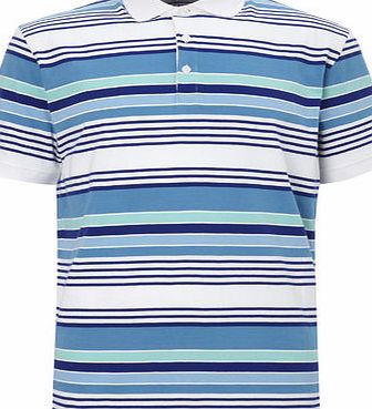 Bhs Block Stripe Jersey Polo Shirt, Blue BR52J11GBLU