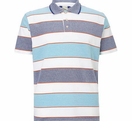 Bhs Block Stripe Pique Polo Shirt, Blue BR52P36GBLU