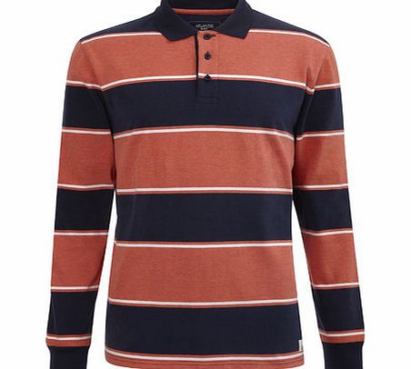 Bhs Block Stripe Polo Shirt, Orange BR54P01GORG