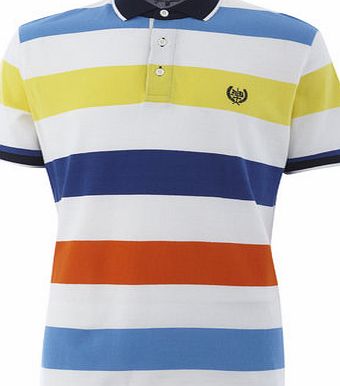 Bhs Block Stripe Polo Shirt, WHITE BR52P38GWHT