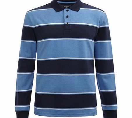 Bhs Block Striped Polo Shirt, Blue BR54P01GBLU