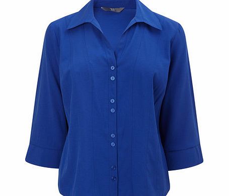 Bhs Blue 3/4 Sleeve Shirt, blue 8616091483