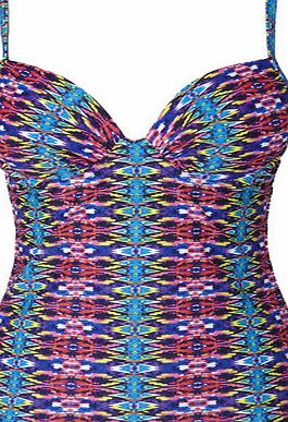 Bhs Blue And Pink Carnival Print Tankini Top, blue