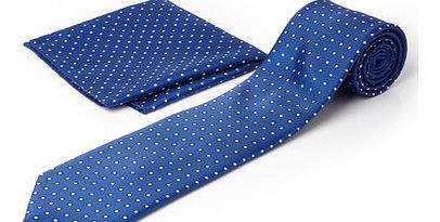 Bhs Blue and Silver Dot Tie and Hanky Set, Blue