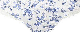 Bhs Blue and White Floral Print Satin Knicker, aqua