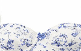 Bhs Blue and White Floral Print Satin Underwired