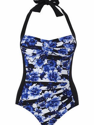 Bhs Blue And White Floral Print Tummy Control