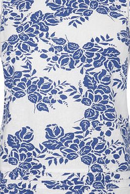 Bhs Blue and White Linen Delft Print Shell,