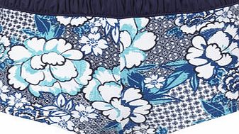 Bhs Blue and White Oriental Floral Print Swim Short,
