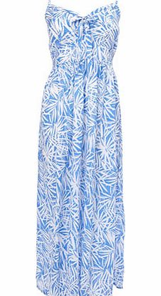 Bhs Blue and White Palm Print Maxi Dress, blue/white