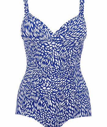 Blue And White Petal Prined Tummy Control