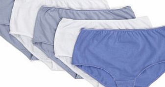 Bhs Blue and White Plain 5 Pack Full Briefs,
