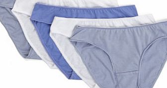 Bhs Blue and White Plain 5 Pack Mini Briefs,