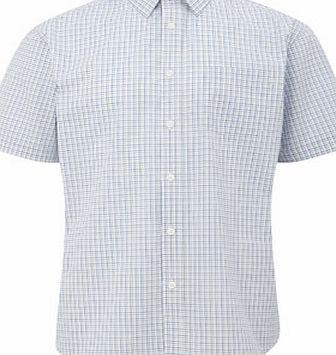 Bhs Blue and Yellow Small Grid Check Regular Fit