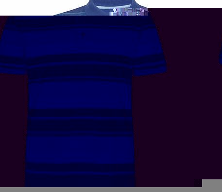 Bhs Blue Block Stripe Jersey Polo Shirt, MID BLUE