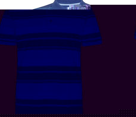 Bhs Blue Block Stripe Jersey Polo Shirt, MID BLUE