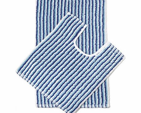 Bhs Blue bobble stripe bath and pedestal mats, blue