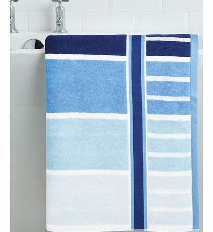 Blue broad stripe bath sheet, blue 1929401483