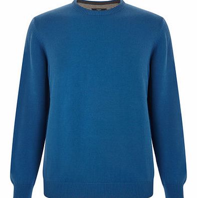 Blue Crew Neck Cotton Jumper, Blue BR53B02FBLU