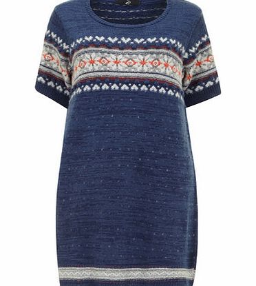 Bhs Blue Fairisle Tunic, blue 12612551483