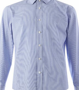 Bhs Blue Fine Stripe Tailored Fit Point Collar