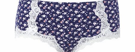Bhs Blue Floral Print Short, aqua 4803761899