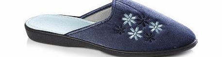 Bhs Blue Flower Embroidered Mule Slippers, blue