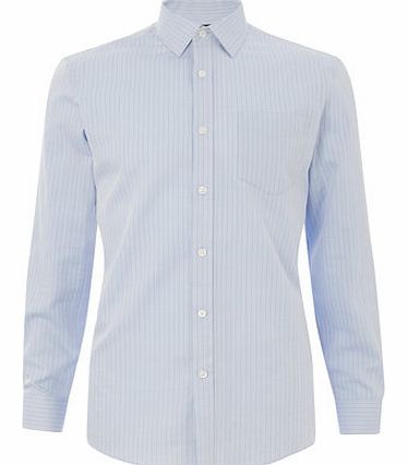 Bhs Blue Herrignbone Stripe Shirt, Blue BR66C08FBLU