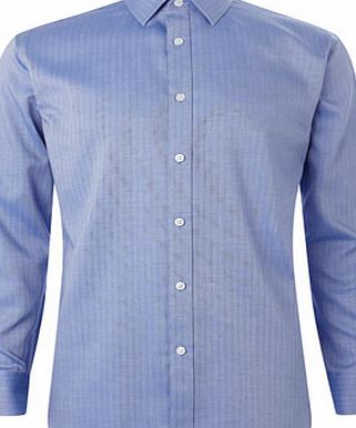 Bhs Blue Herringbone Cotton Regular Fit Shirt, Blue