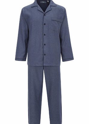 Bhs Blue Herringbone Pyjama Set, Blue BR62J13FBLU