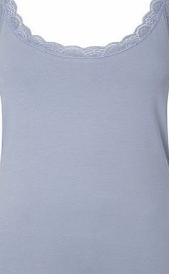 Bhs Blue Lace Built Up Shoulder Vest, blue 4804111483