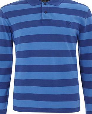 Bhs Blue Long Sleeved Striped Polo Shirt, Blue