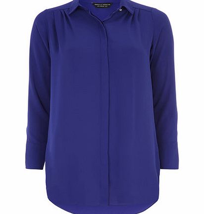 Bhs Blue Longline Shirt, blue 19129811483