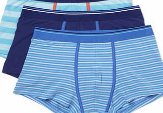 Bhs Blue Mix 3 Pack Block Stripe Hipsters, Green