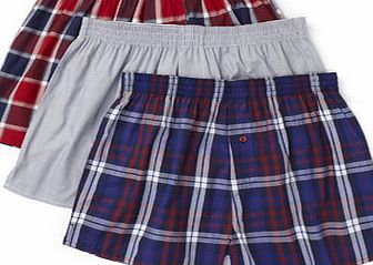 Bhs Blue Mix 3 Pack Check Woven Boxers, Blue
