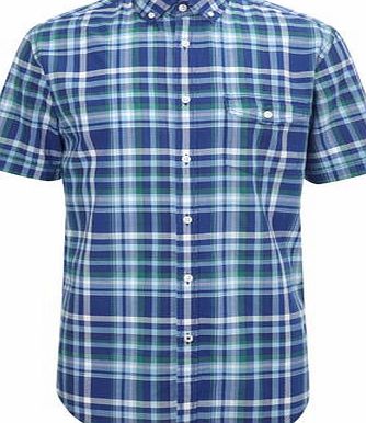 Bhs Blue Mix Cotton Madras Checked Shirt, Blue