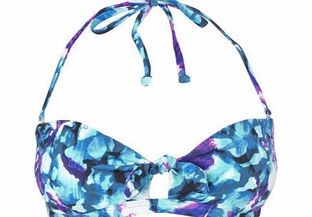 Bhs Blue Multi Digital Print Bandeau Bikini Top,
