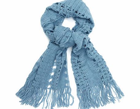 Bhs Blue Open Crochet Scarf, blue 6603581483