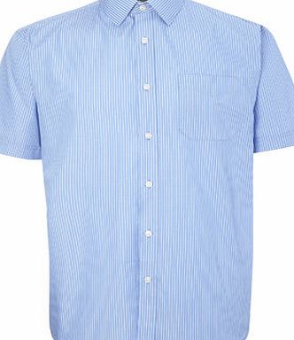 Bhs Blue Pinstripe Short Sleeve Regular Fit Shirt,