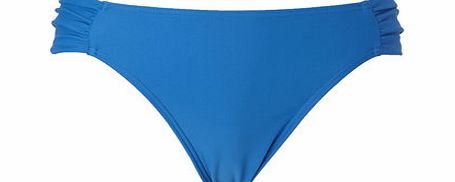 Bhs Blue Plain Ruched Detail Bikini Bottom, blue