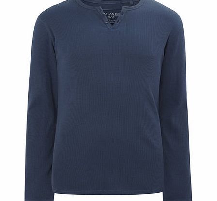 Bhs Blue Rib Long Sleeve Top, Blue BR54R05FBLU