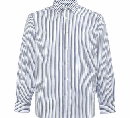 Bhs Blue Shadow Stripe Point Collar Shirt, DUSKY