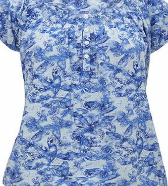 Bhs Blue Short Sleeve Butterfly Gypsy Top, blue