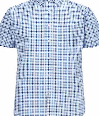 Bhs Blue Short Sleeve Check Shirt, Blue BR51L02GBLU