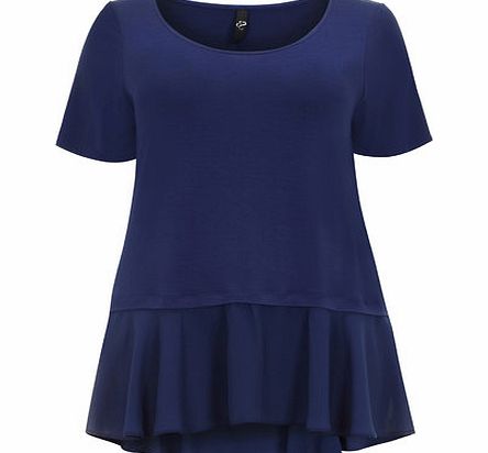 Bhs Blue Short Sleeve Peplum Top, blue 12610701483