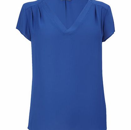 Bhs Blue Short Sleeve V Neck Blouse, blue 8616851483