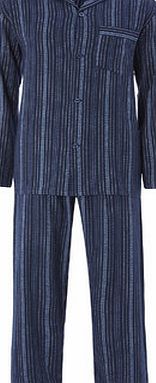 Bhs Blue Stripe Brushed Cotton Pyjamas, Blue